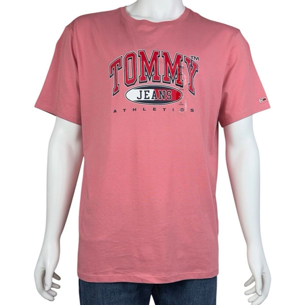 Tommy Hilfiger Mens X-Large XL T-Shirt Pink Tommy Jeans Athletic Tee New